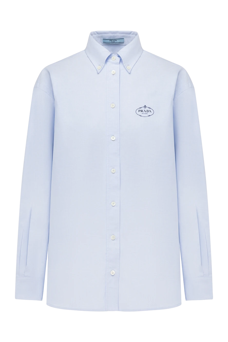 Prada рубашка из хлопка женская голубая голубая 178660 - фото 1