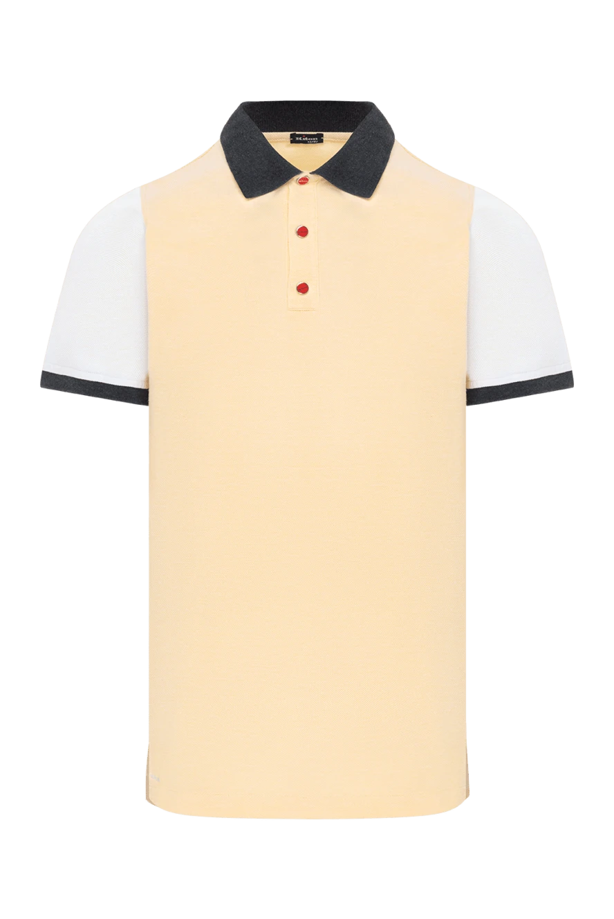 Kiton поло з контрастним коміром чоловіче жовте 178896 - фото 1