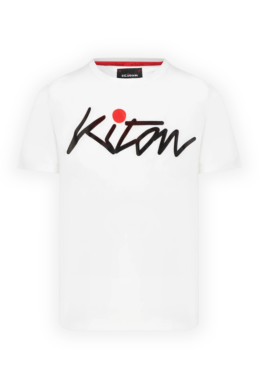 Kiton футболка с логотипом белая мужская из хлопка 178925 - фото 1