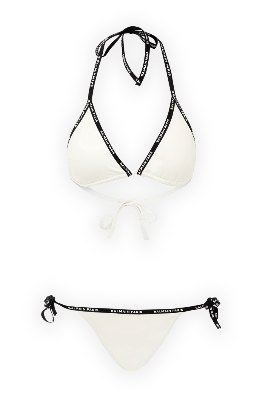 Balmain women's white polyamide and elastane swimsuit with logo 179007 - photo 1