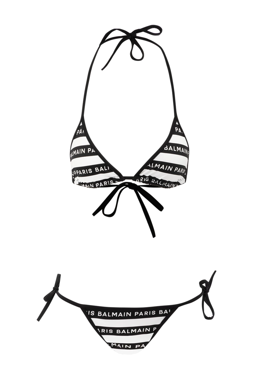 Balmain women's swimsuit made of polyamide and elastane in black and white stripes 179008 - photo 1