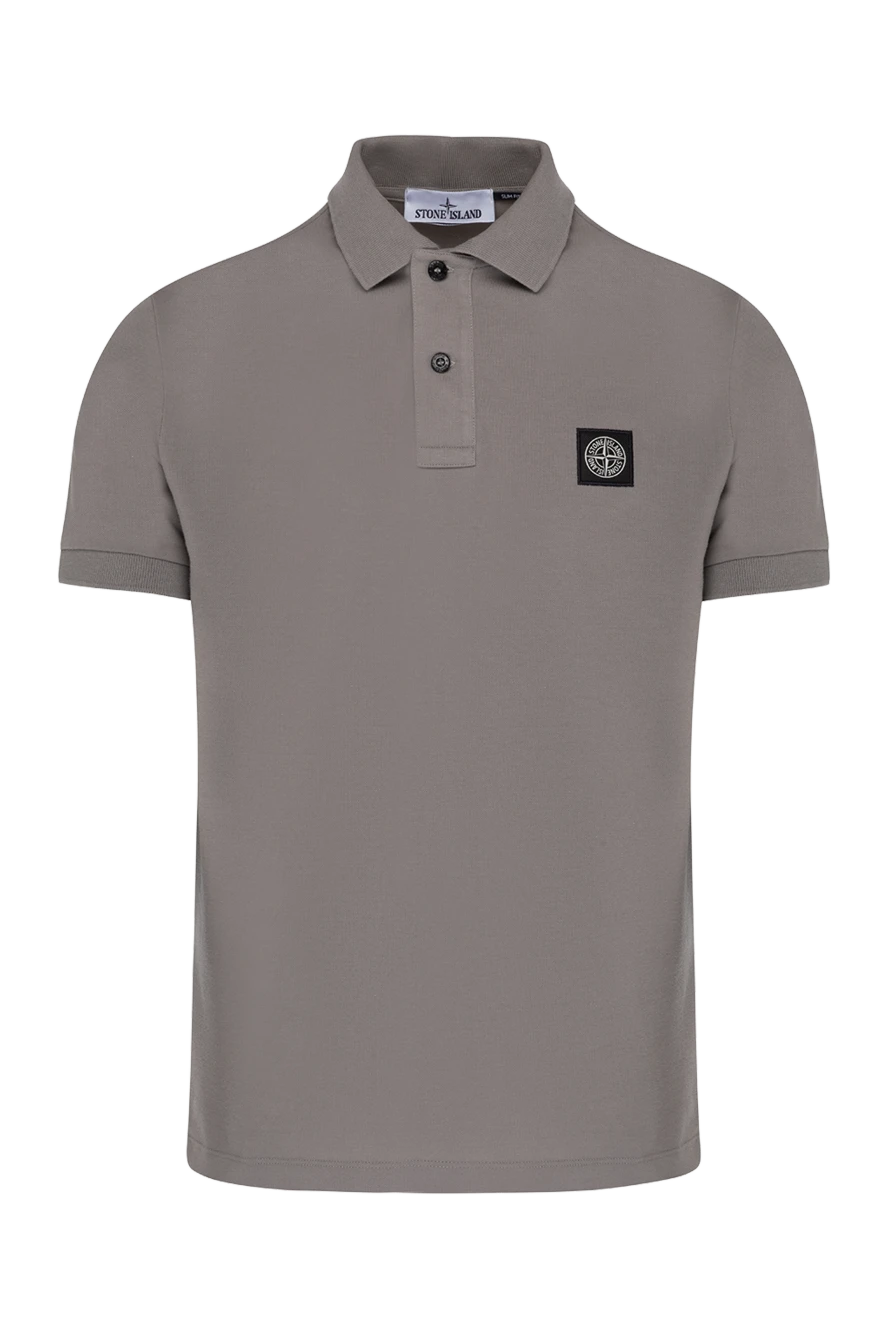 Stone Island мужское бежевое поло из хлопка и эластана с логотипом 179036 - фото 1