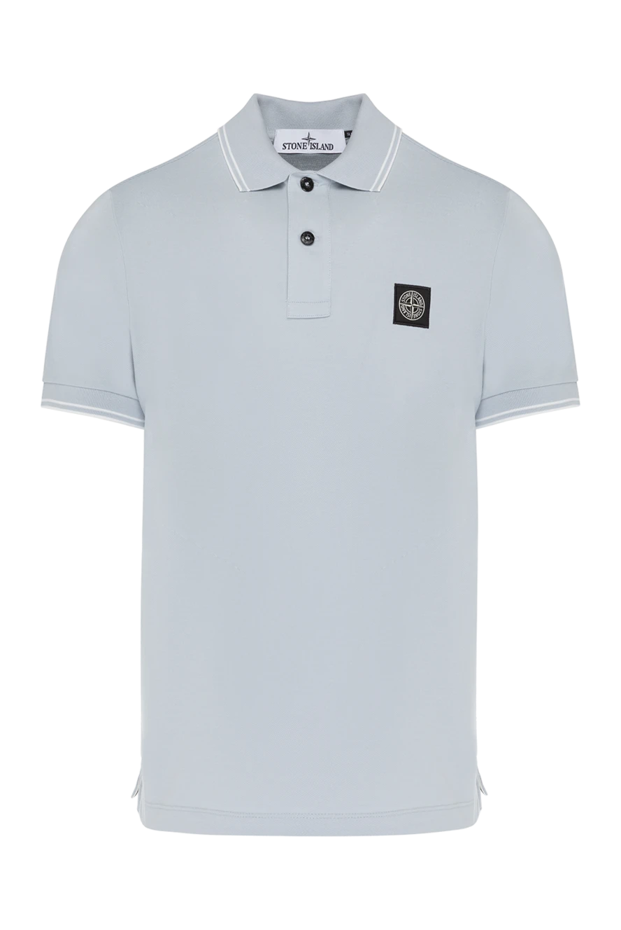 Stone Island мужское серое хлопковое поло с окантовкой и логотипом 179043 - фото 1