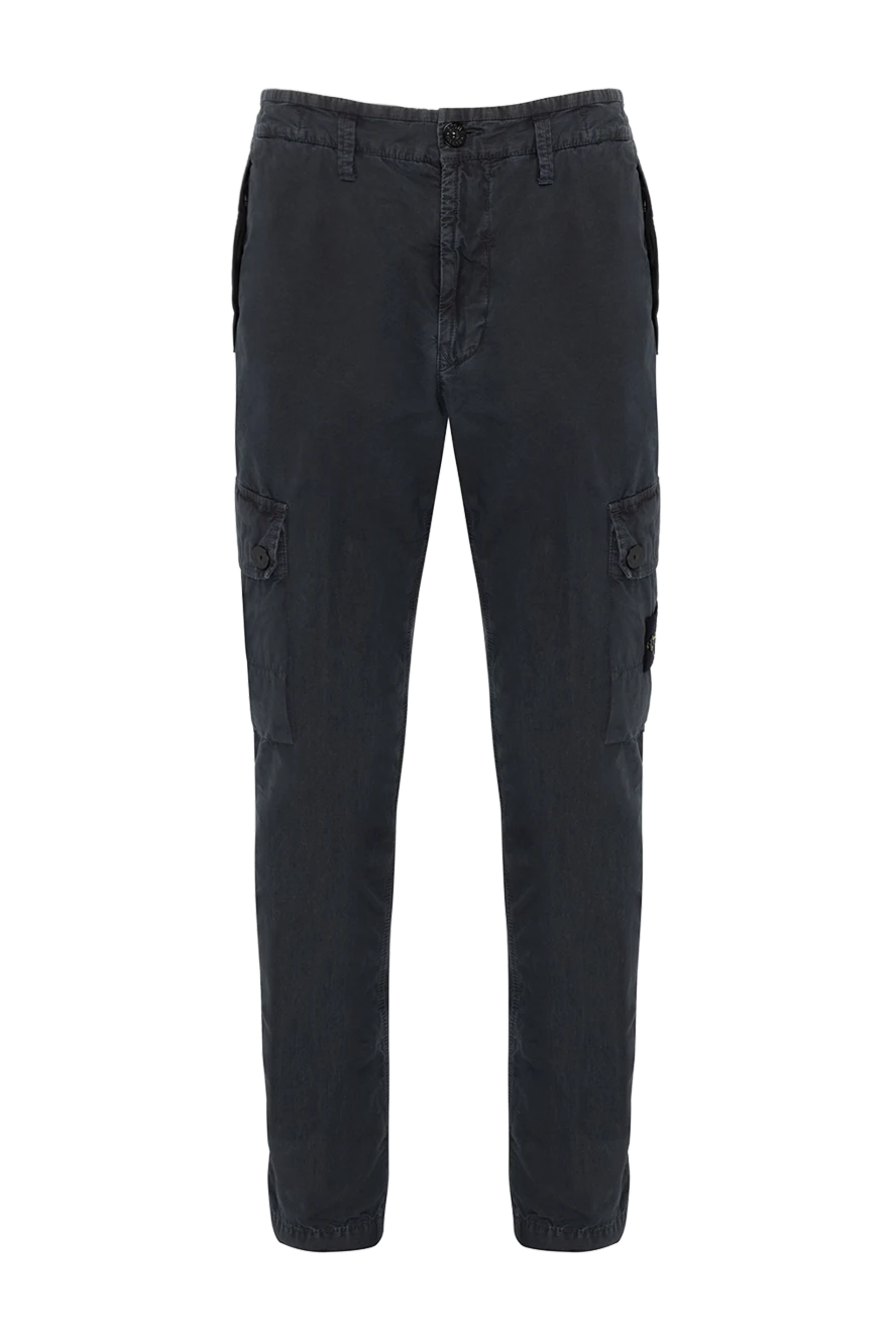 Stone Island мужские черные хлопковые брюки с логотипом 179044 - фото 1
