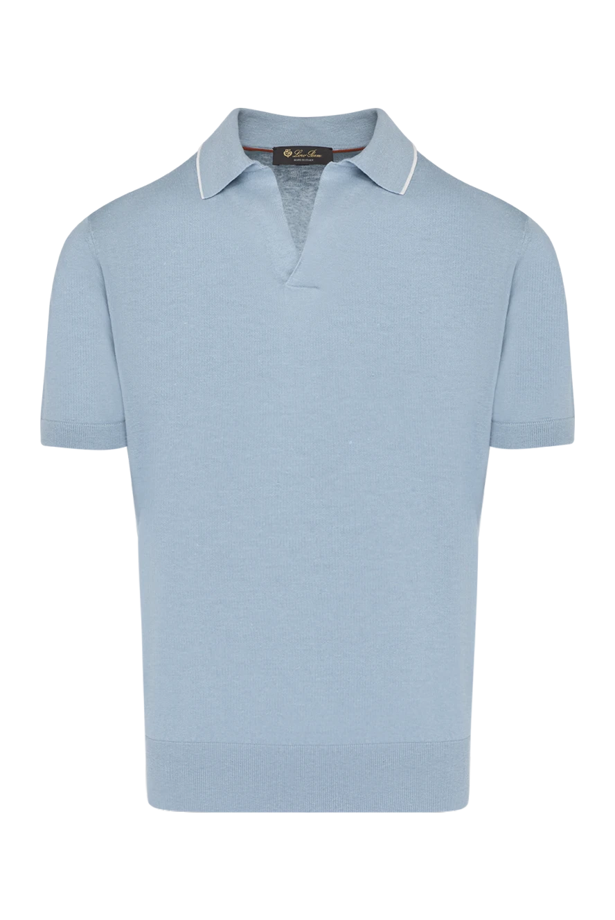 Loro Piana поло чоловіче блакитне з шовку та льону 179281 - фото 1