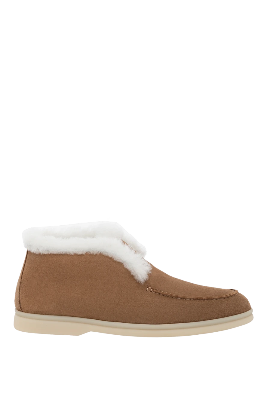 Loro Piana women's beige suede loafers with fur 179307 - photo 1