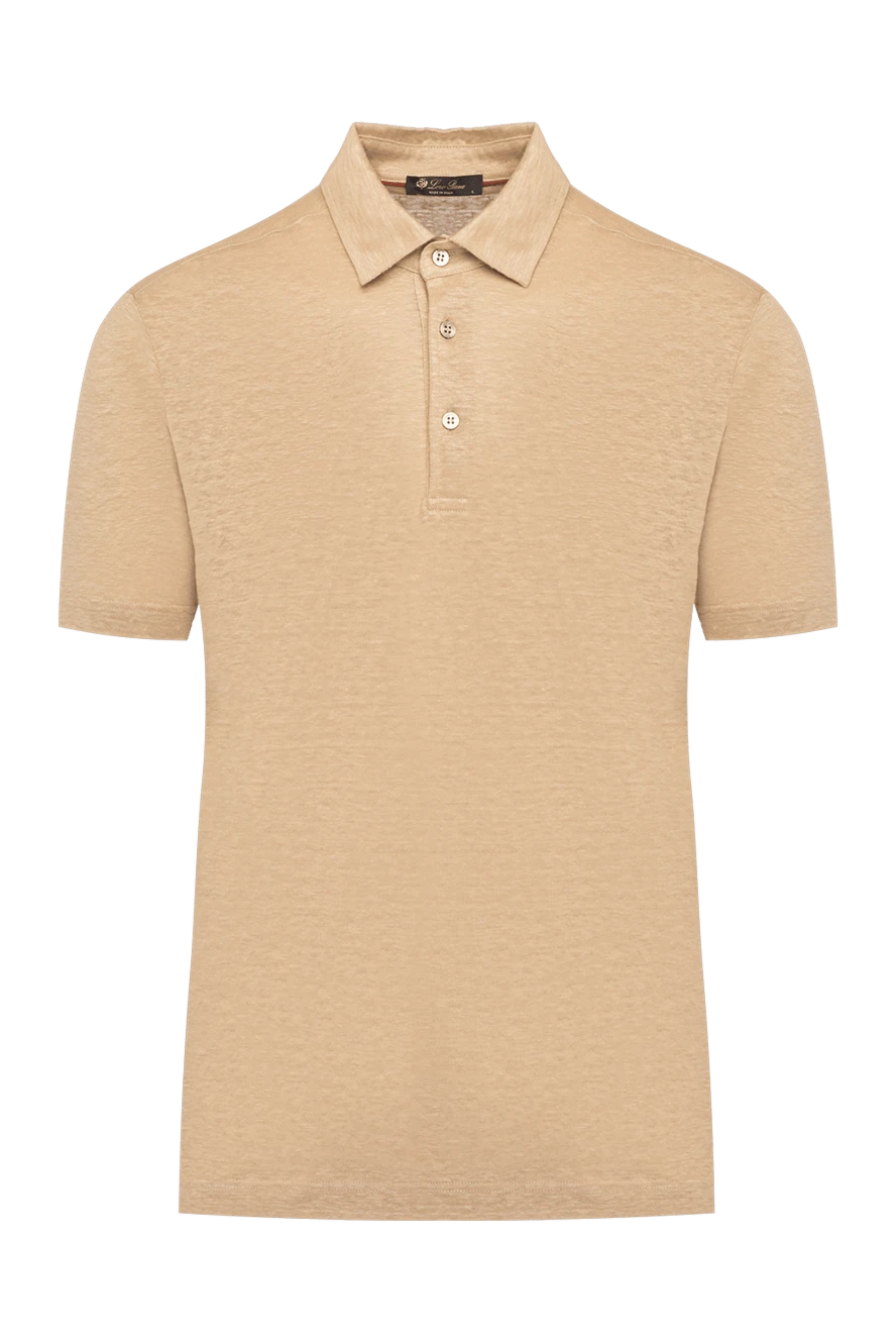 Loro Piana поло чоловіче бежеве з льону 179674 - фото 1