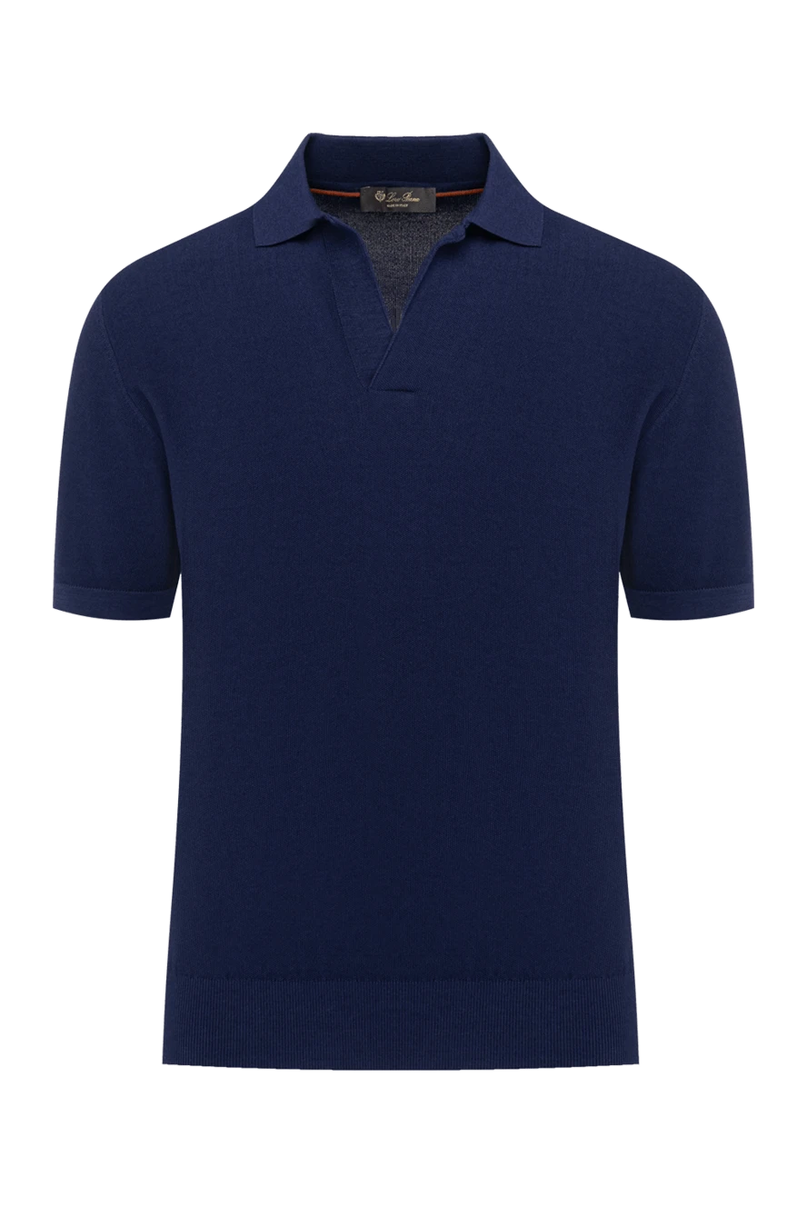 Loro Piana поло чоловіче синє з бавовни та шовку 179675 - фото 1