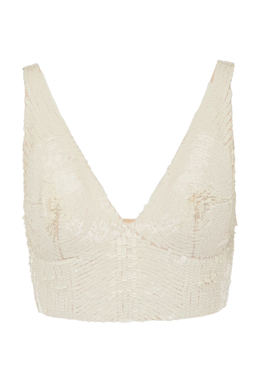 P.A.R.O.S.H. women's beige top made of polyamide and elastane. 179791 - photo 1