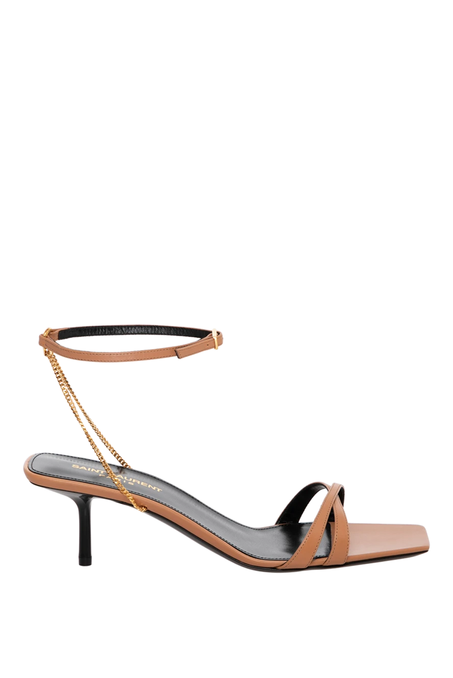 Saint Laurent босоножки женские бежевые из натуральной кожи 179878 - фото 1