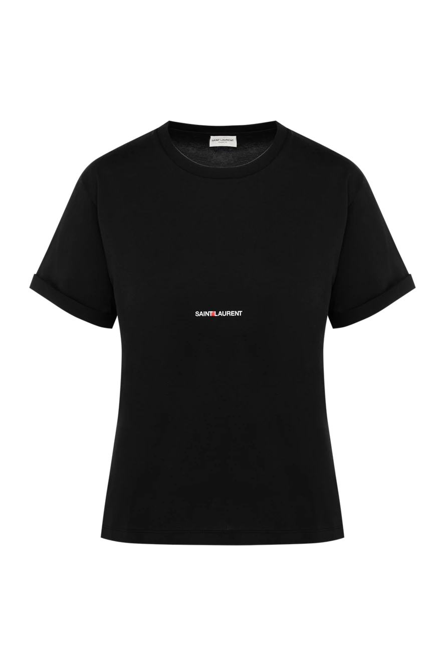 Saint Laurent футболка женская черная из хлопка 179886 - фото 1