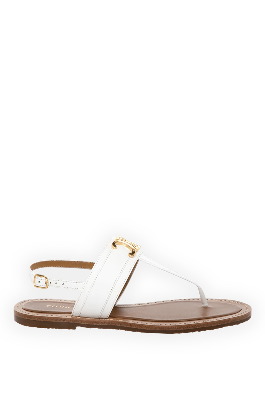 Celine women's white sandals made of genuine leather 180330 - photo 1