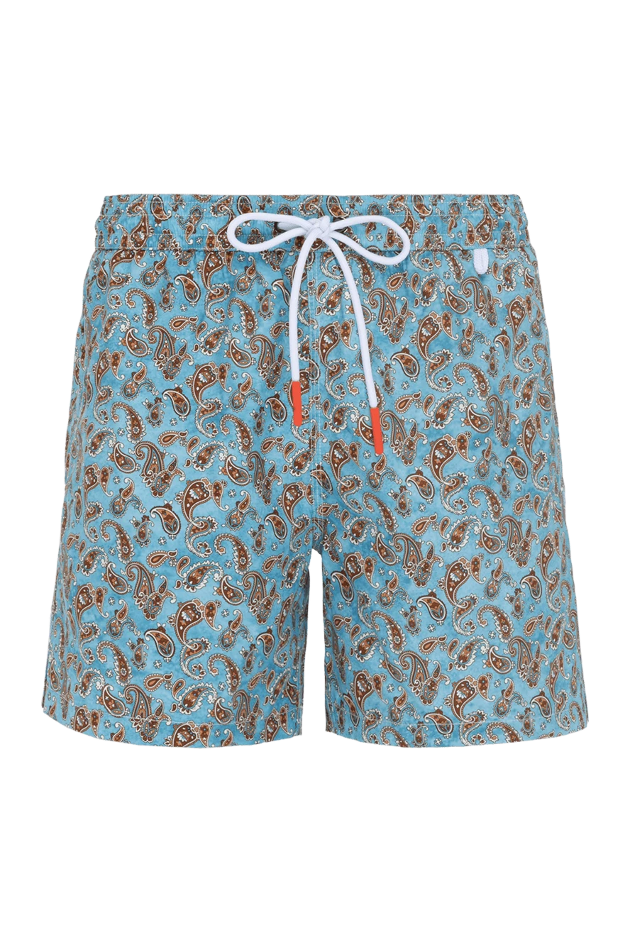 Isaia шорты пляжные мужские голубые с логотипом 180413 - фото 1