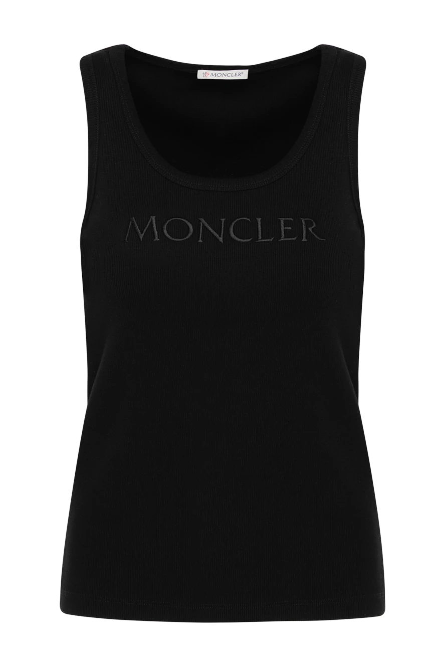 Moncler майка жіноча бавовняна чорна з логотипом 180533 - фото 1