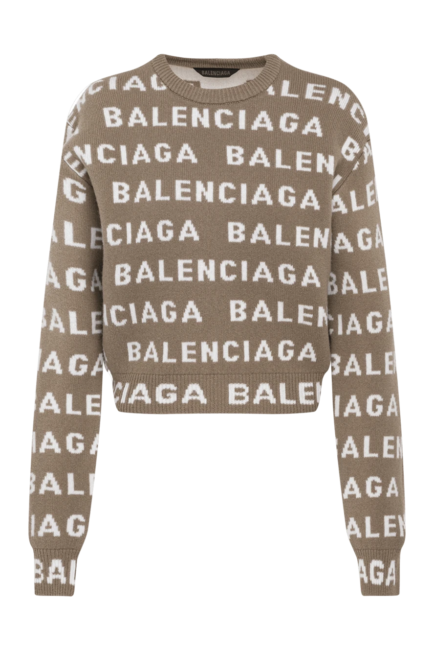 Balenciaga women's brown wool and polyamide jumper with logo print 180601 - photo 1