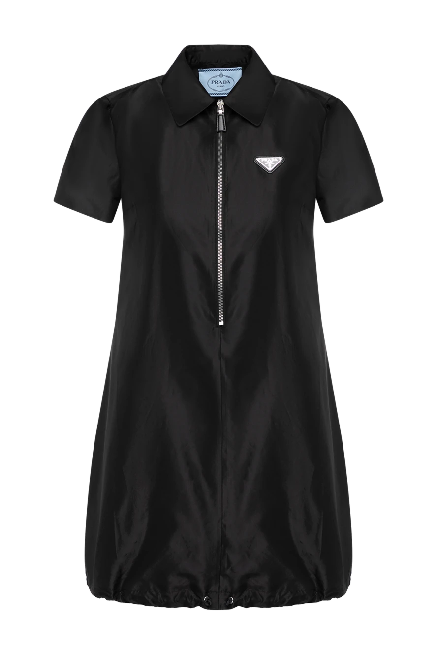 Prada платье черное с короткими рукавами и логотипом 180808 - фото 1