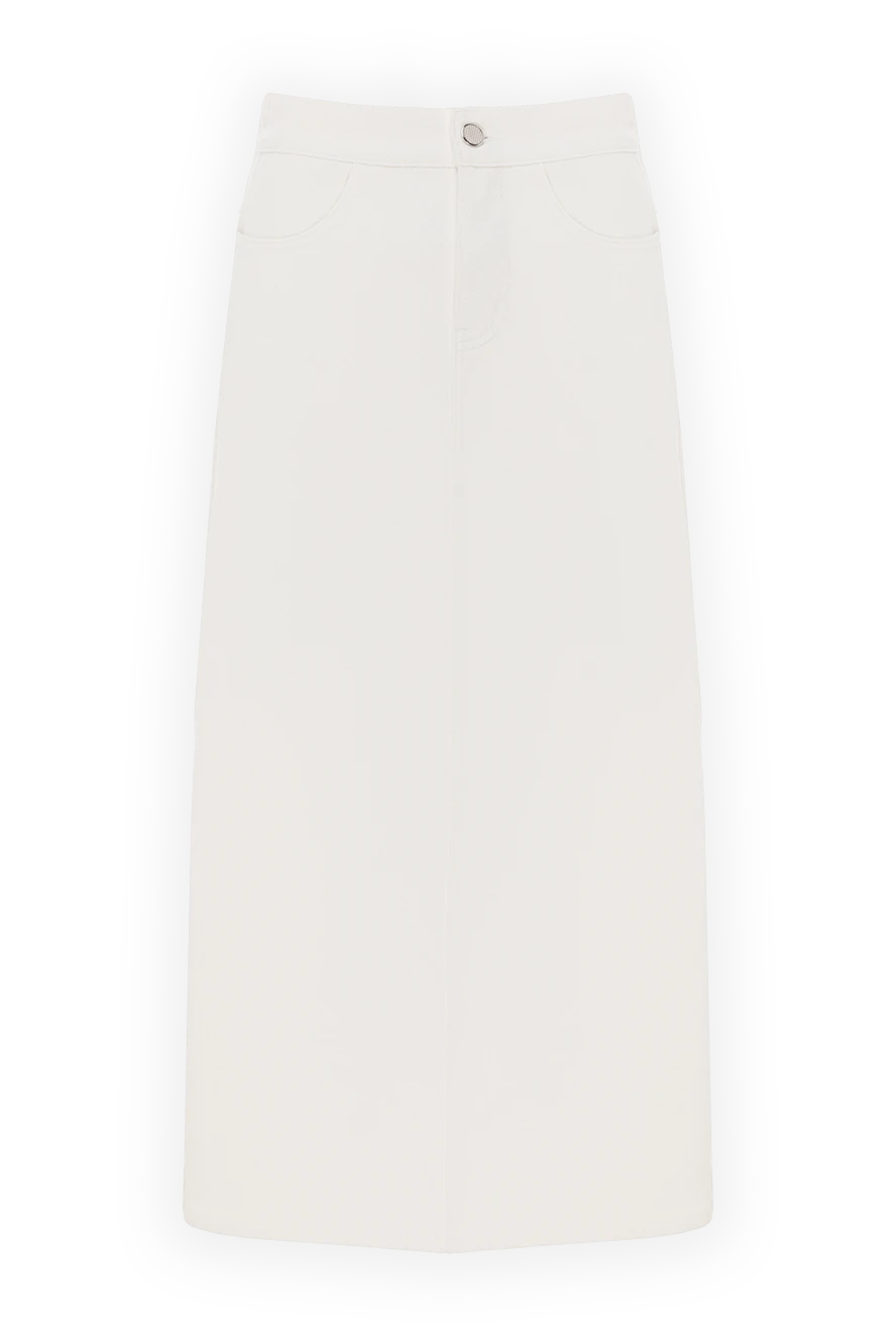 Fleur de Paris джинсова спідниця біла бавовняна з розрізом 184762 - фото 1
