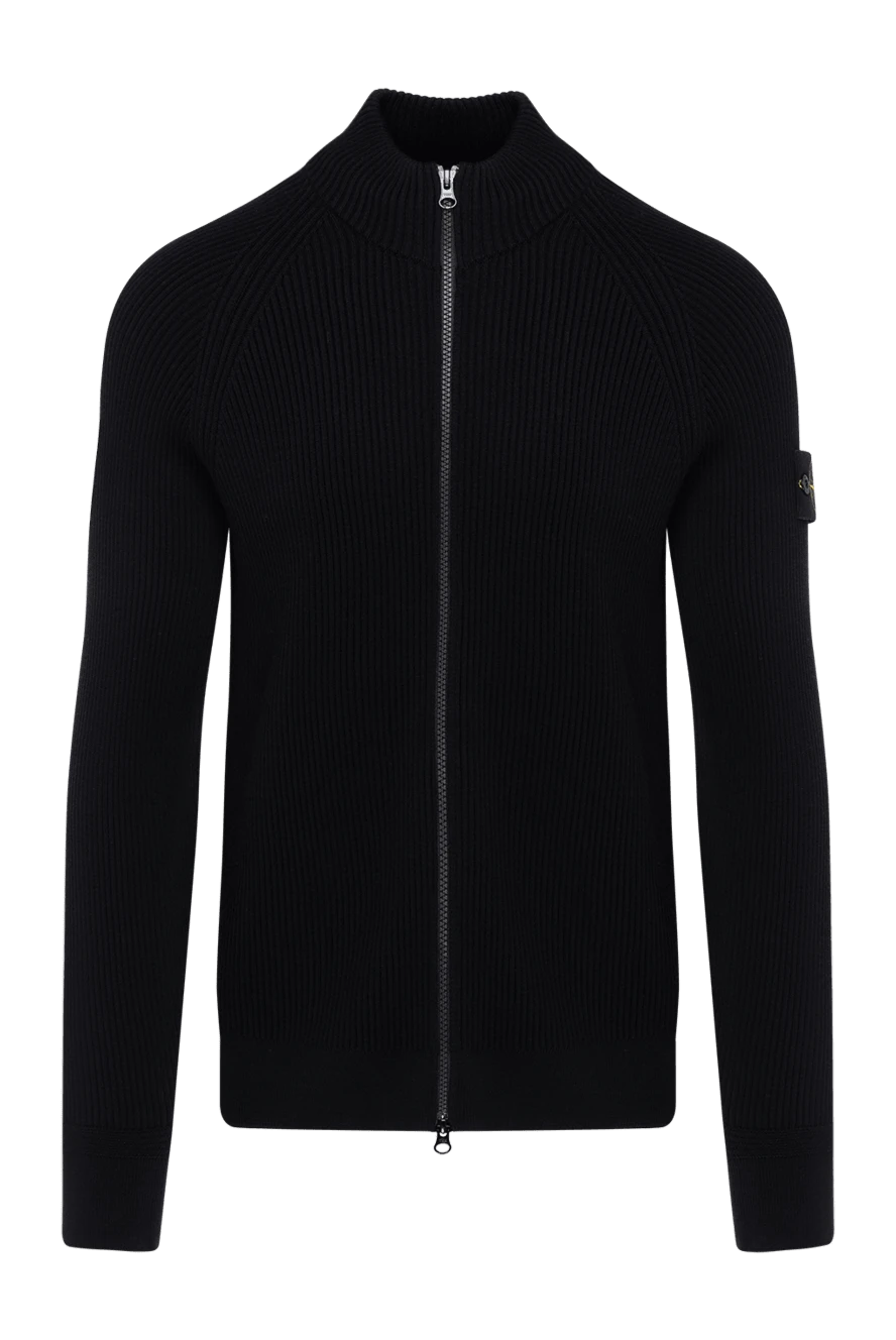 Stone Island мужской кардиган шерстяной черный с логотипом 184931 - фото 1