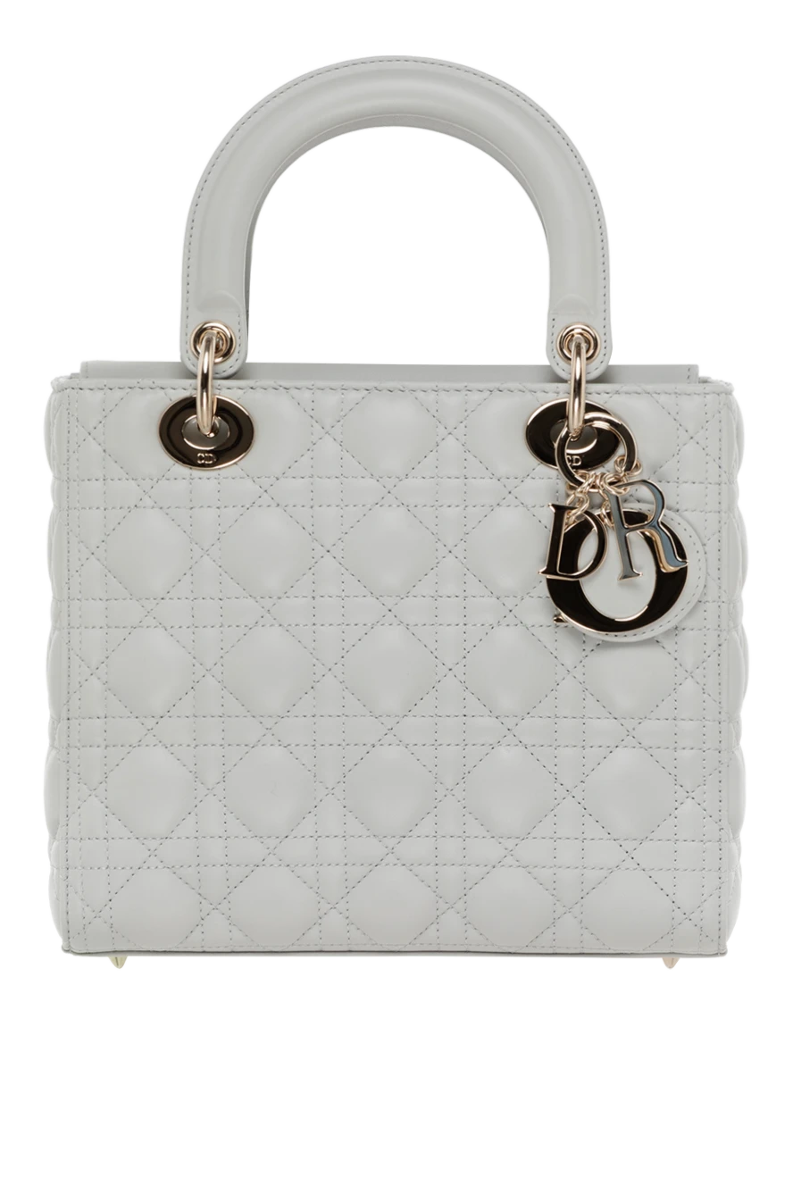 Dior сумка lady среднего размера из кожи ягненка серая 185050 - фото 1