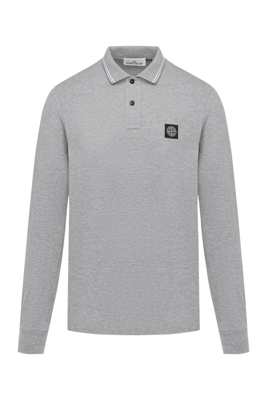 Stone Island поло сіре меланжеве з довгим рукавом чоловіче 185064 - фото 1