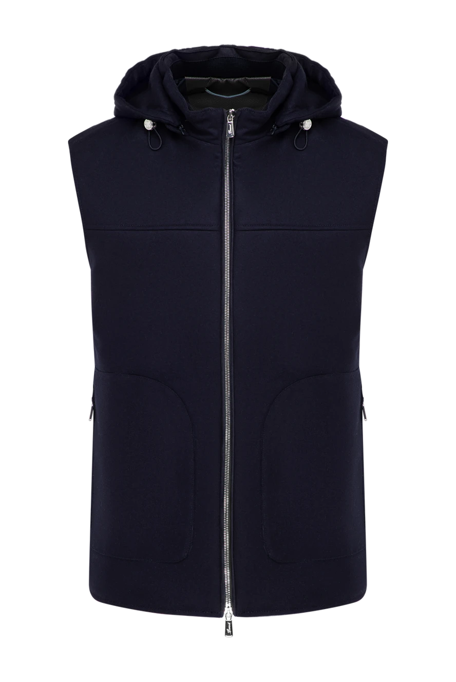 Lenoci men's wool vest with hood blue 185162 - photo 1
