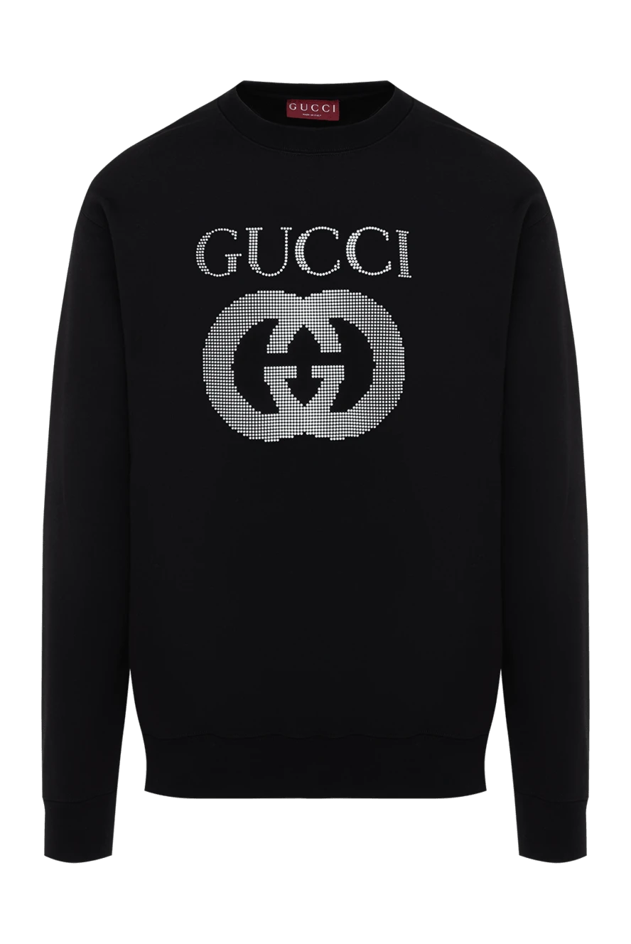 Gucci світшот чоловічий чорний з бавовною логотипом 185210 - фото 1