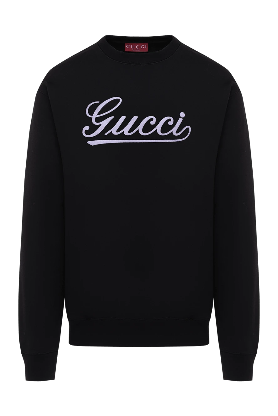 Gucci чоловічий світшот чорний з бавовни логотип 185211 - фото 1