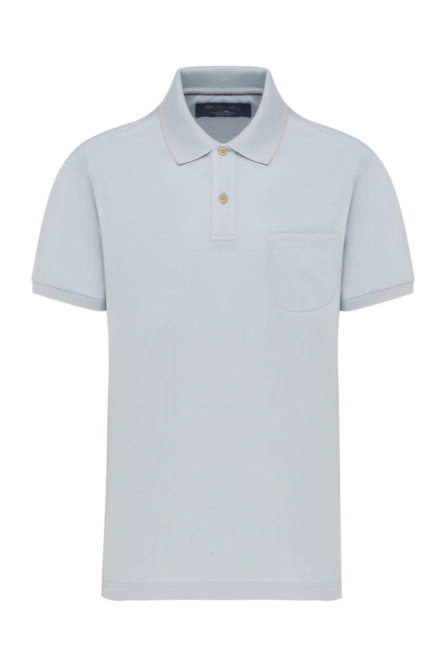 Loro Piana поло мужское голубое из хлопка с карманом 185274 - фото 1