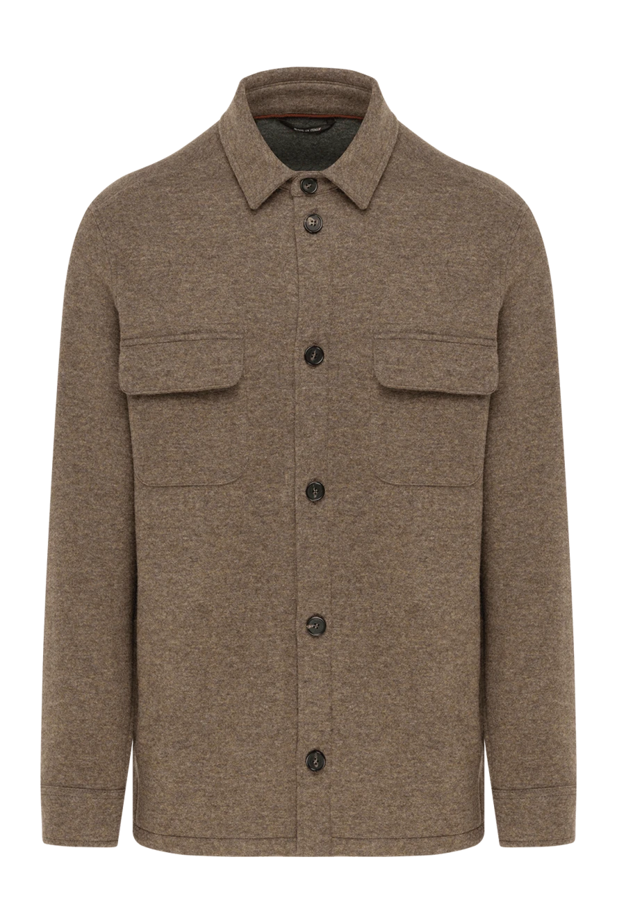Loro Piana рубашка-куртка из двухцветного двойного кашемирового jersey novalis коричневая 185356 - фото 1
