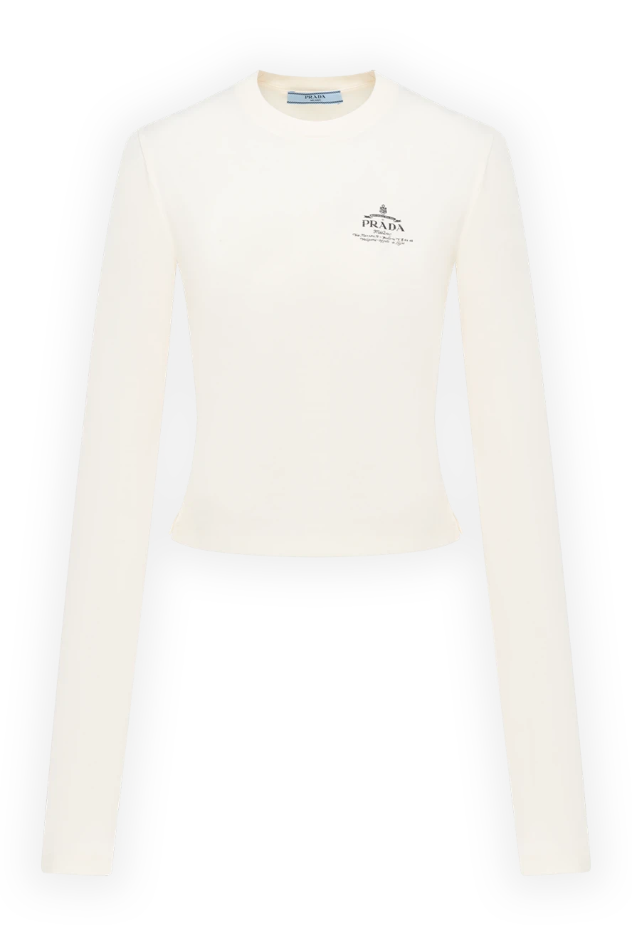 Prada джемпер женский белый из хлопка с логотипом 185380 - фото 1