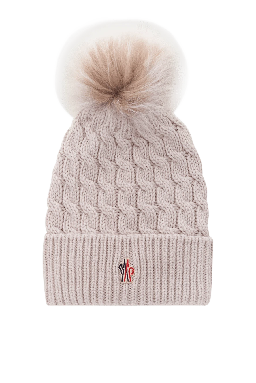 Moncler рожева шапка жіноча з вовни з помпоном 185397 - фото 1