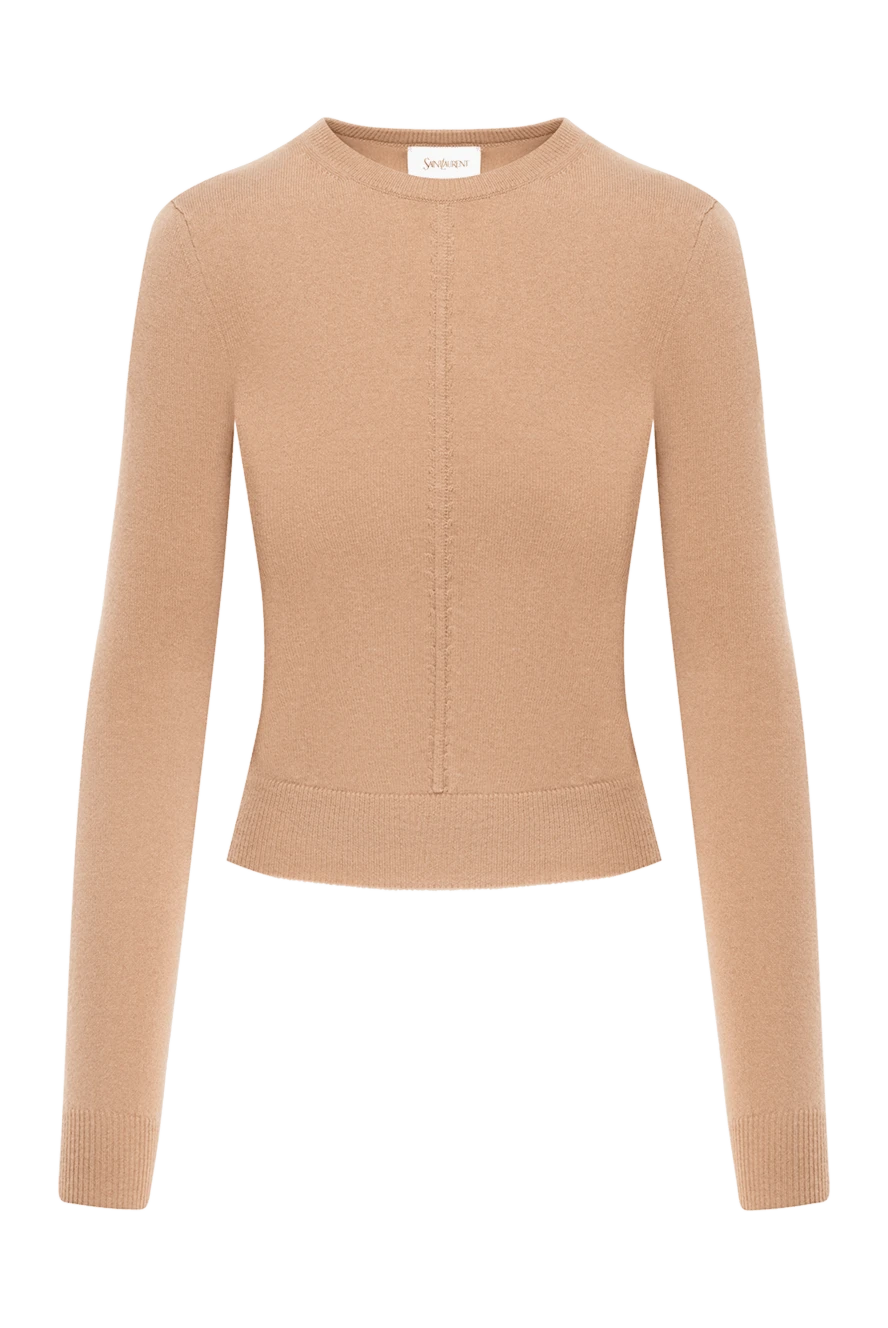 Saint Laurent кашемировый джемпер женский бежевый 185424 - фото 1