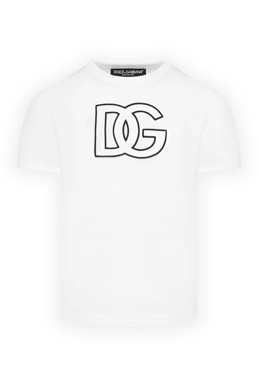 Dolce & Gabbana біла футболка чоловіча з бавовни з логотипом 185446 - фото 1