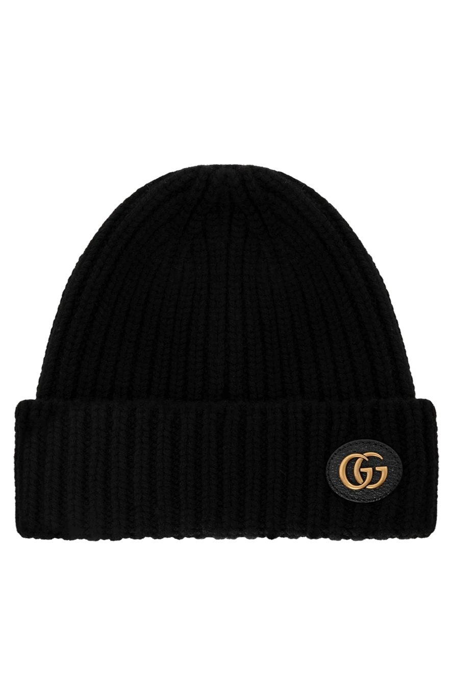 Gucci вязаная шапка женская черная из шерсти и кашемира 185540 - фото 1