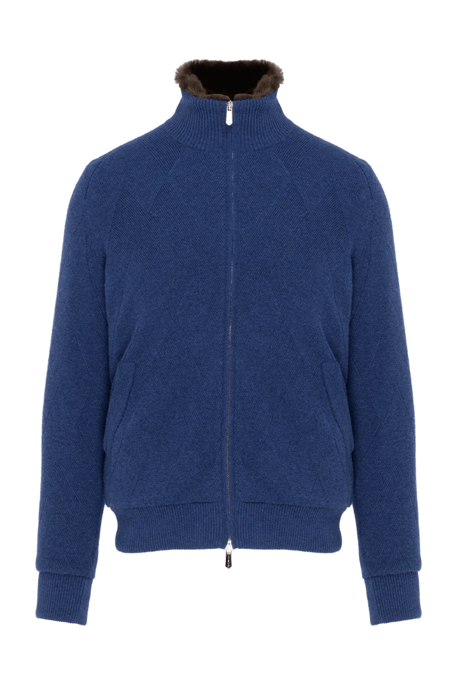 Svevo men's cashmere jacket with fur, blue 185595 - photo 1