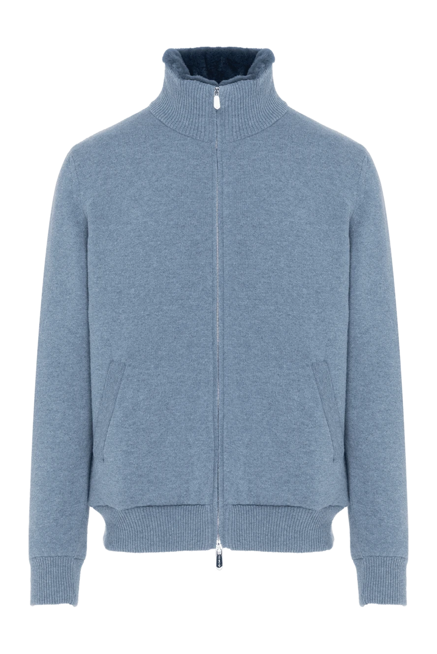 Svevo men's cashmere jacket with fur, blue 185596 - photo 1