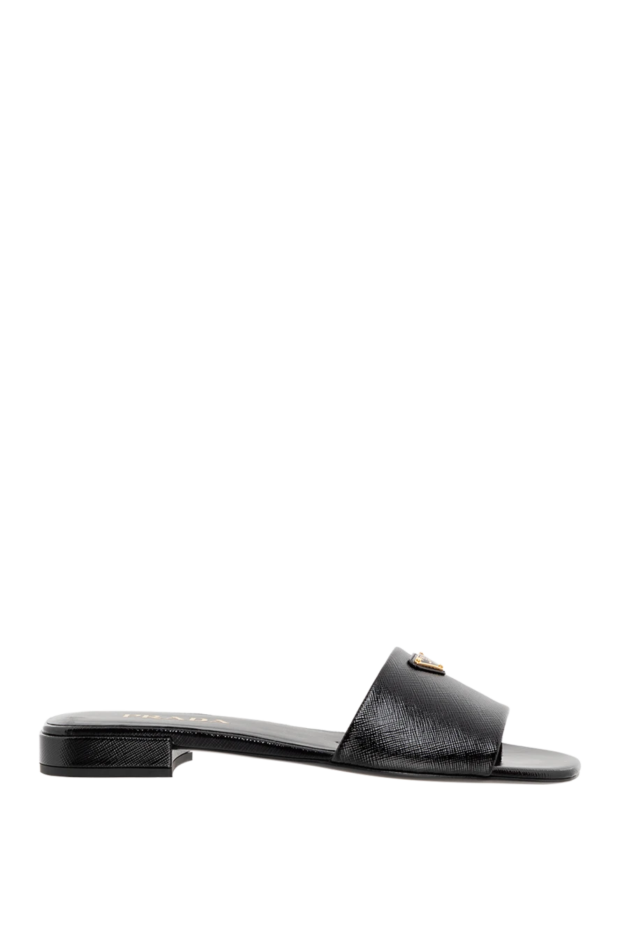 Prada черные босоножки женские из тисненной кожи 185658 - фото 1
