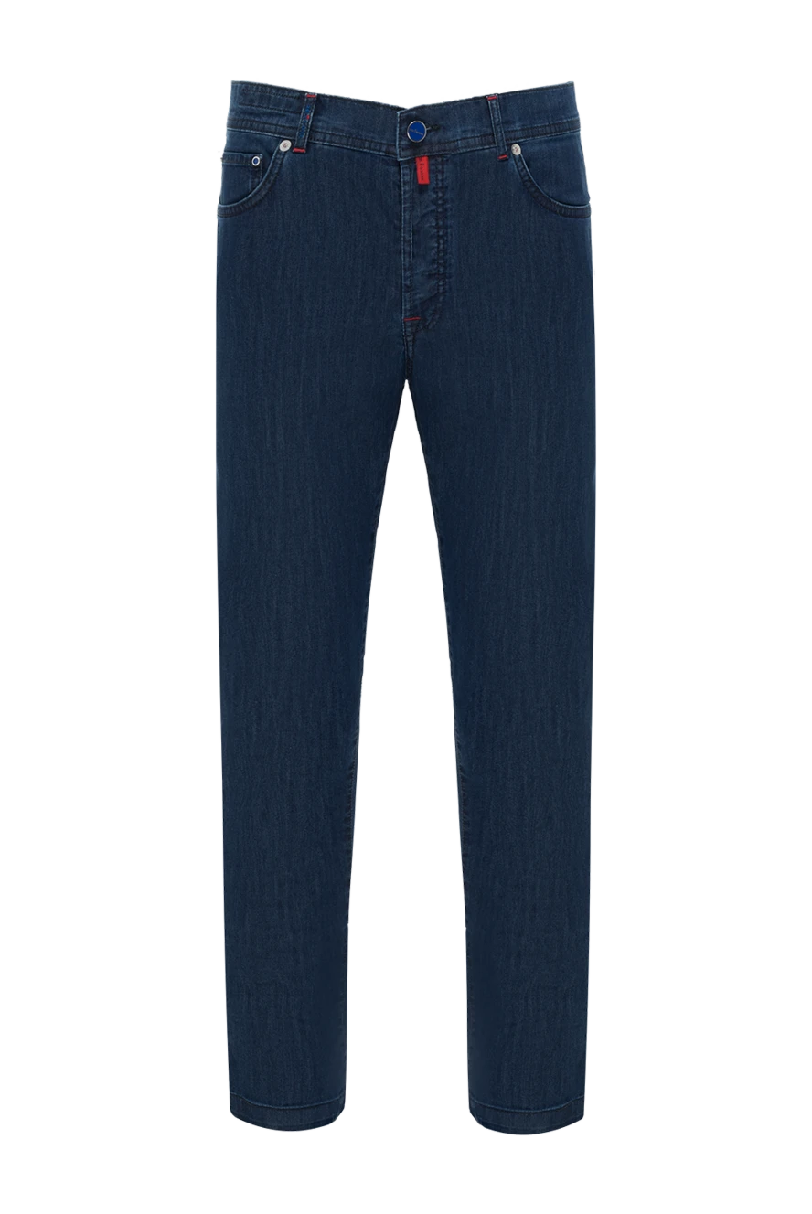 Kiton джинсы синие хлопковые мужские с красными строчками 185691 - фото 1