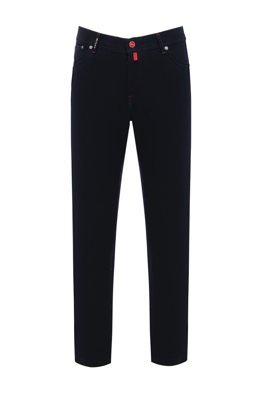 Kiton сині джинси прямі чоловічі з вовни та бавовни 185698 - фото 1