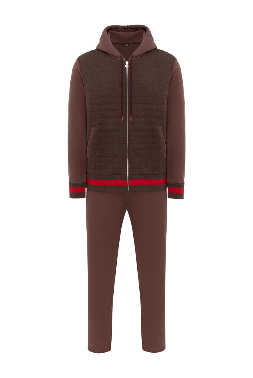 Kiton спортивний чоловічий костюм з бавовни коричневий 185710 - фото 1
