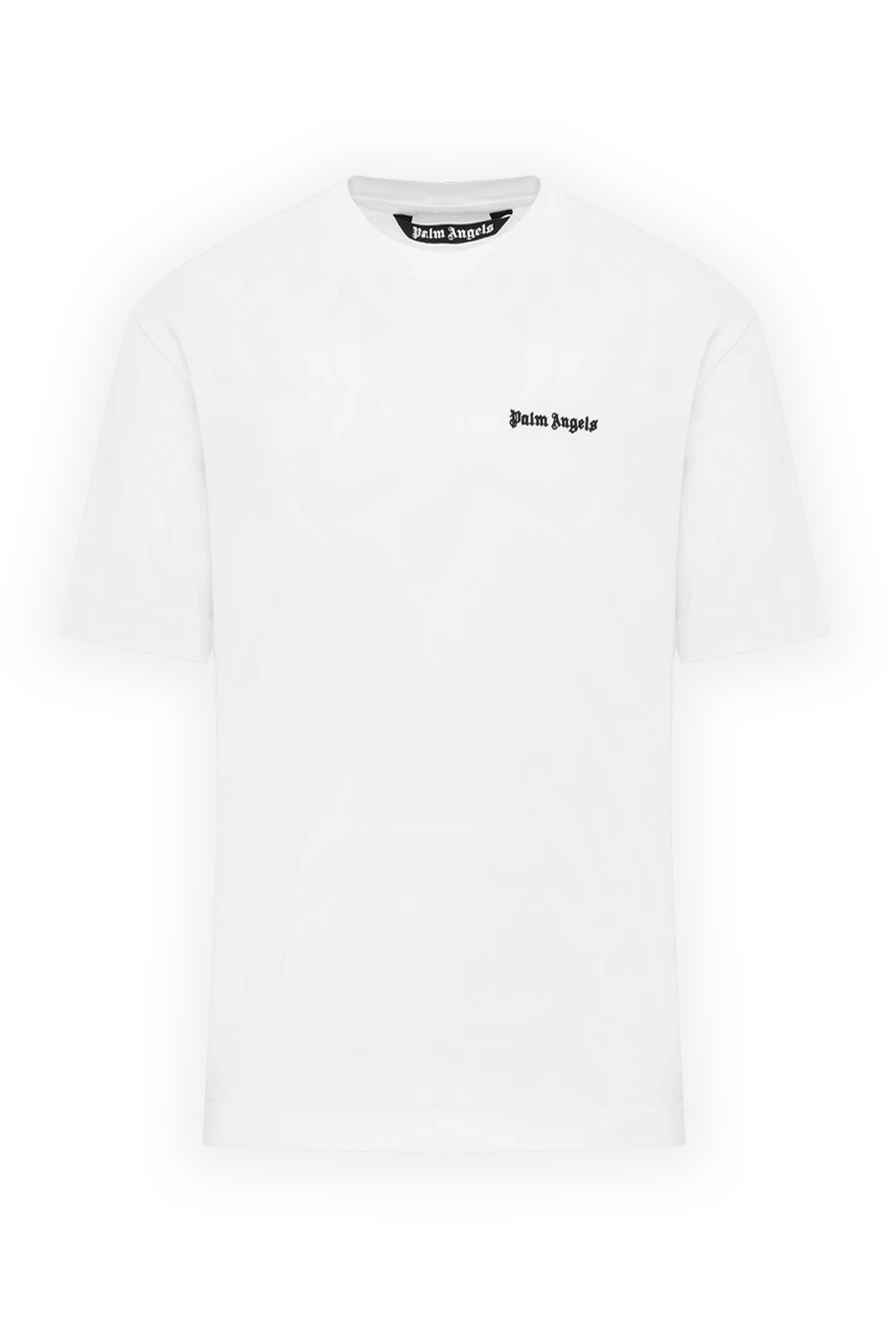 Palm Angels мужская футболка белая из хлопка с логотипом 185964 - фото 1