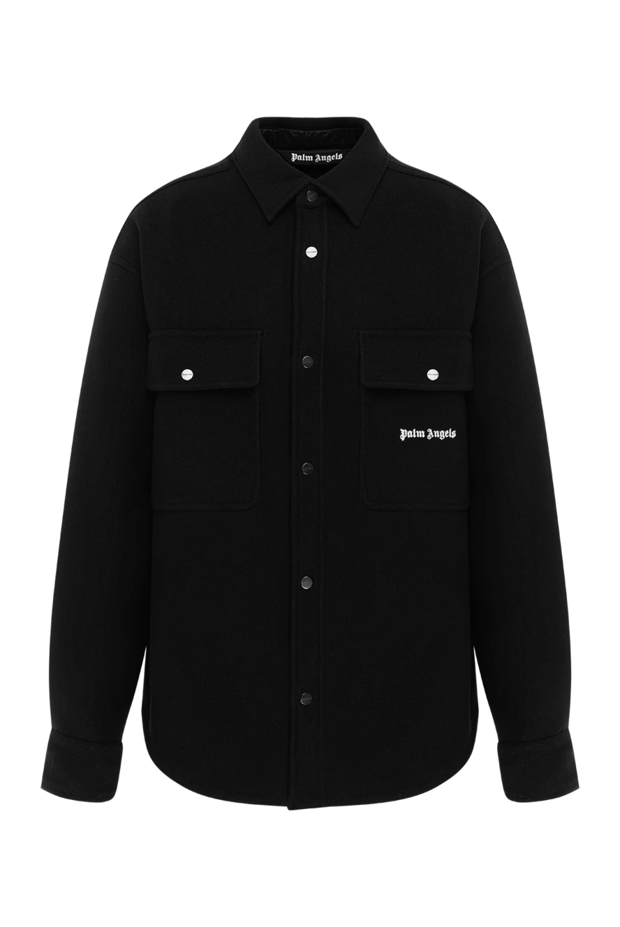 Palm Angels шерстяная куртка мужская черная с логотипом на кнопках 185967 - фото 1