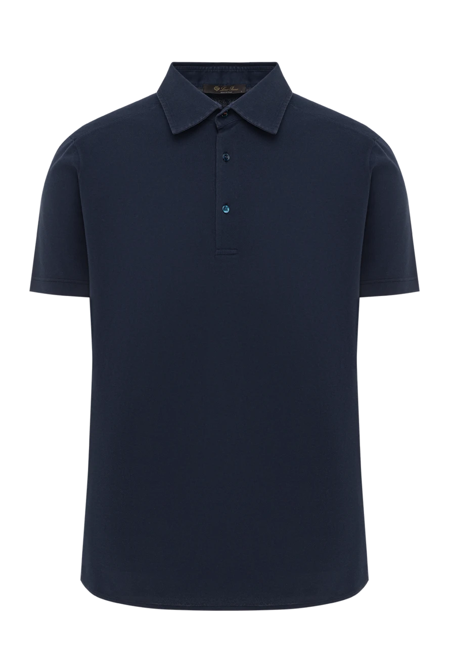 Loro Piana рубашка-поло из хлопкового пике синяя 185988 - фото 1