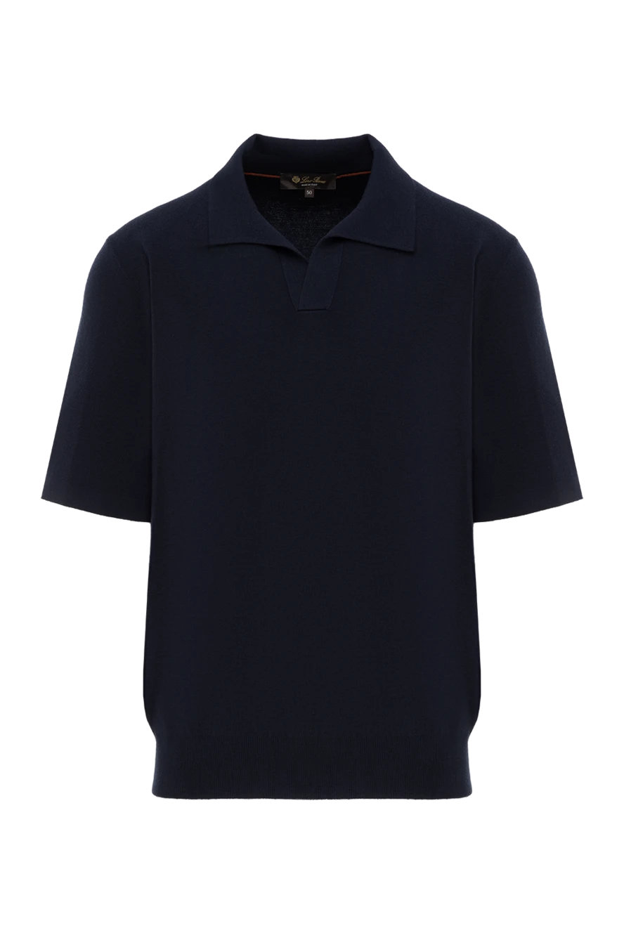 Loro Piana рубашка поло в стиле ампир без пуговиц синяя 185989 - фото 1