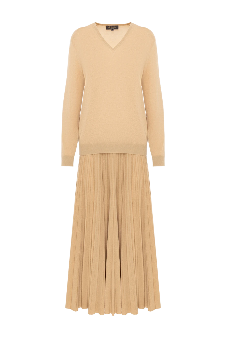 Loro Piana костюм с плиссированной юбкой бежевый из кашемира 185993 - фото 1