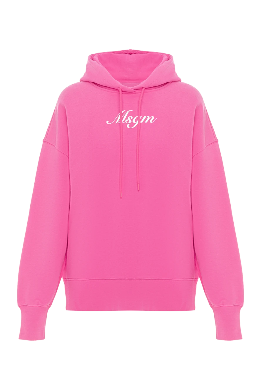 MSGM яркое розовое худи с логотипом бренда из хлопка 186179 - фото 1
