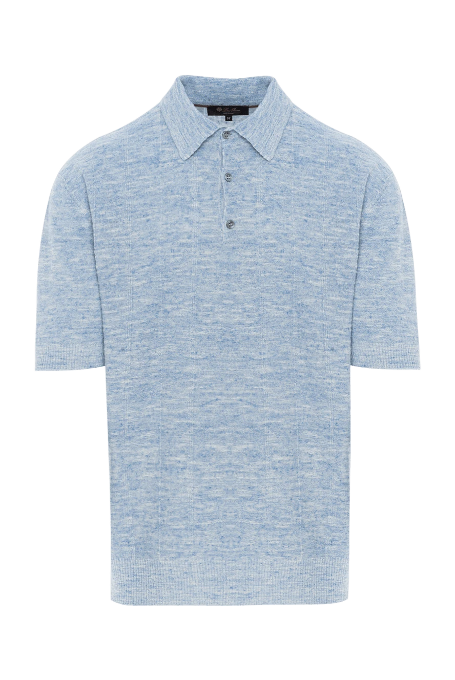 Loro Piana блакитне поло меланжеве чоловіче з льону та шовку 186355 - фото 1