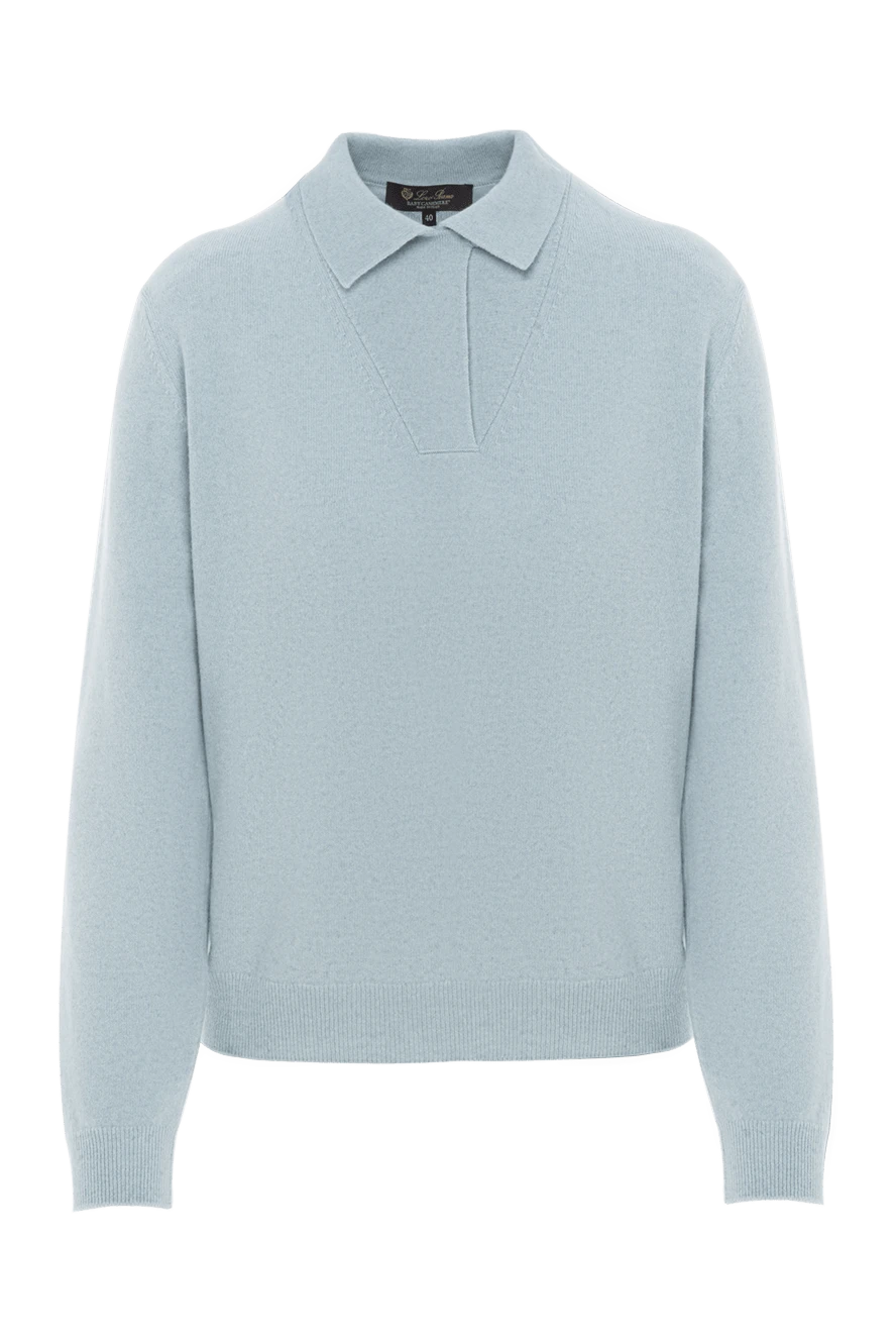 Loro Piana теплое поло с длинным рукавом из кашемира голубое женское 186371 - фото 1
