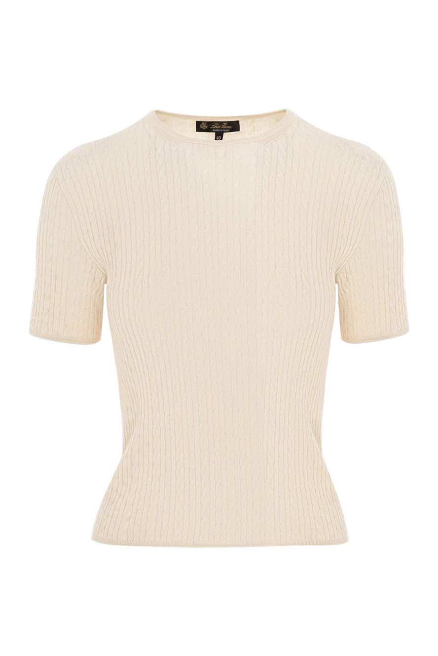 Loro Piana трикотажний топ у рубчик бежевий жіночий 186377 - фото 1