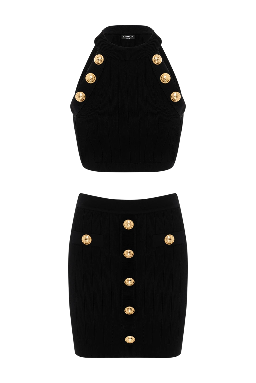 Balmain knitted suit with skirt black with buttons 186461 - photo 1